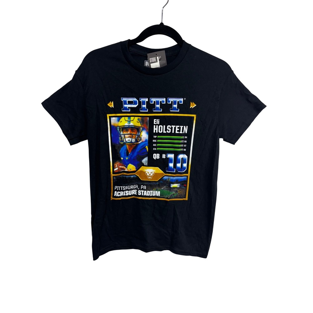 NIL Store Men's S Black T-Shirt Eli Holstein #10 PITT Panthers Football NCAA New